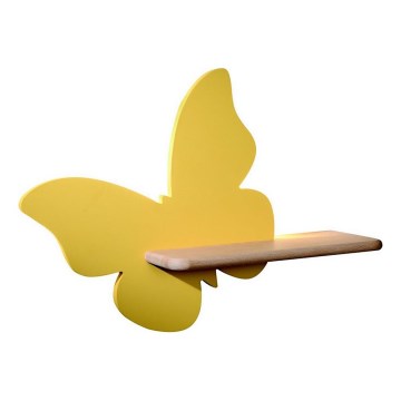 LED dječji zidni luster s policom BUTTERFLY LED/5W/230V žuta/drvo,
