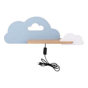 LED dječji zidni luster s policom CLOUD LED/5W/230V plava/bijela,
