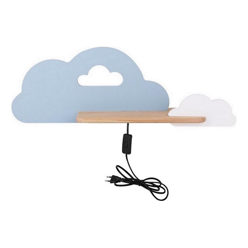 LED dječji zidni luster s policom CLOUD LED/5W/230V plava/bijela,