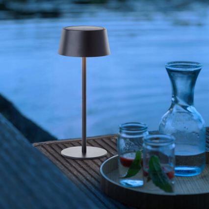 LED dodirna solarna svjetiljka s mogućnošću prigušivanja LED/3W/5V USB 1800 mAh IP44 crna