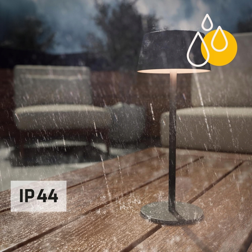 LED dodirna solarna svjetiljka s mogućnošću prigušivanja LED/3W/5V USB 1800 mAh IP44 crna