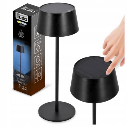 LED dodirna solarna svjetiljka s mogućnošću prigušivanja LED/3W/5V USB 1800 mAh IP44 crna