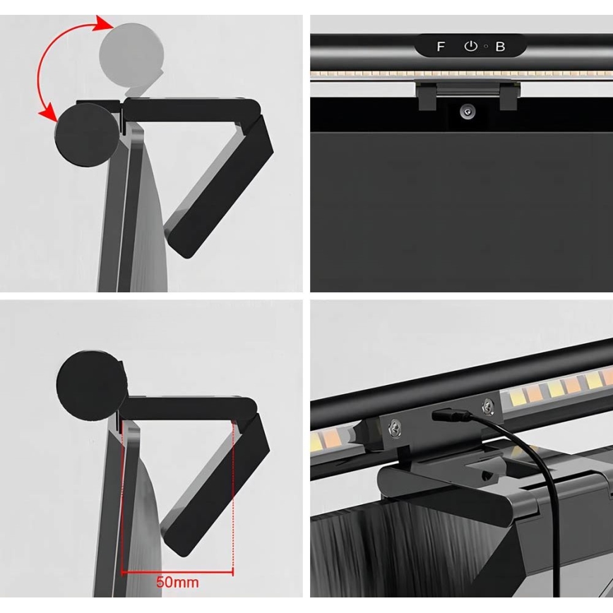 LED Dimmabilno dodirno osvjetljenje za monitor LED/5W/5V 3000/4000/5000/6000K 42 cm crna