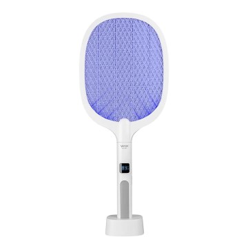 LED električna ljepljiva zamka za insekte 2u1 s LCD zaslonom 1200 mAh/5V bijela