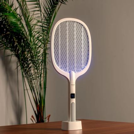 LED Električna zamka za insekte 2u1 s LCD zaslonom 1200 mAh/5V bijela