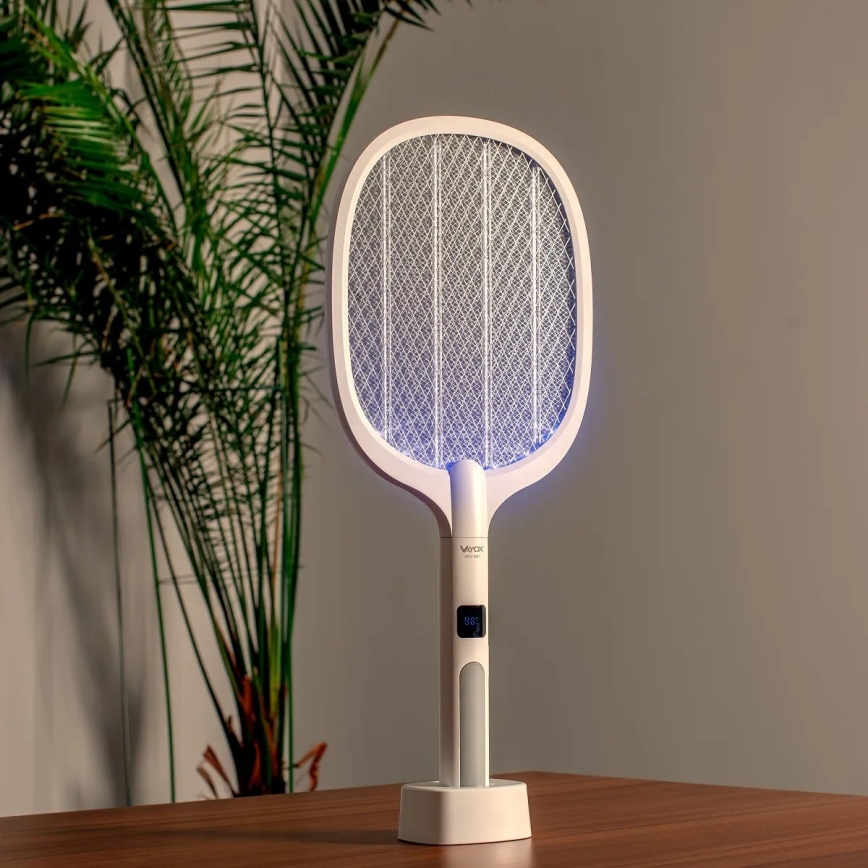 LED Električna zamka za insekte 2u1 s LCD zaslonom 1200 mAh/5V bijela