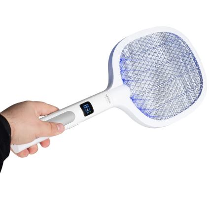 LED Električna zamka za insekte 2u1 s LCD zaslonom 1200 mAh/5V bijela