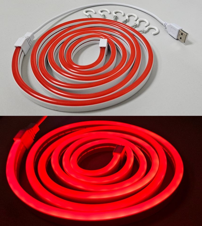 LED Fleksibilna traka NEON LED/5V USB 1,8 m crvena