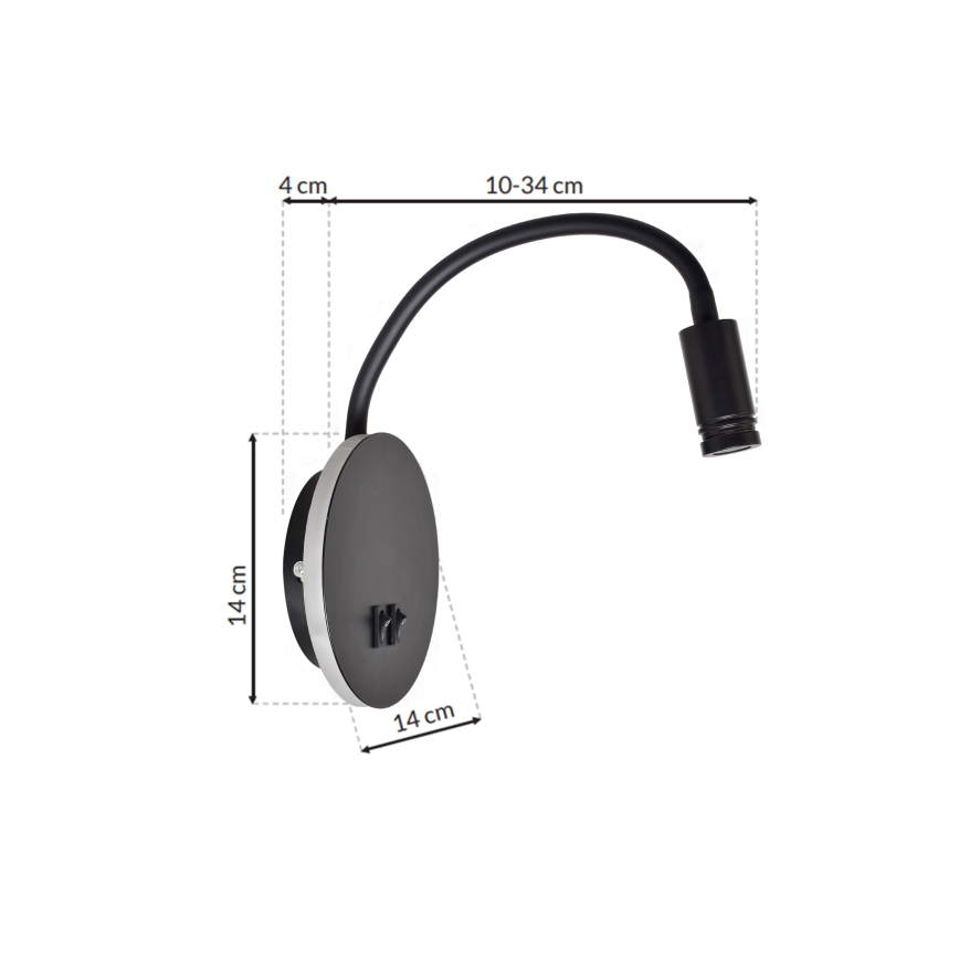 LED fleksibilna zidna lampa BASE 1xLED/8W+1xLED/2W/230V crna/srebrna