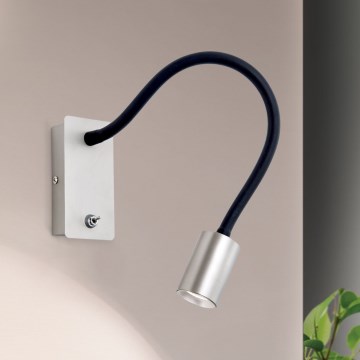 LED Fleksibilna zidna lampica KURT LED/5W/230V srebrna