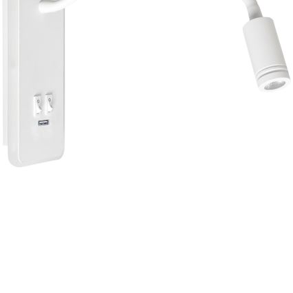 LED Fleksibilna zidna lampica s USB portom BASE 1xLED/8W+1xLED/2W/230V bijela
