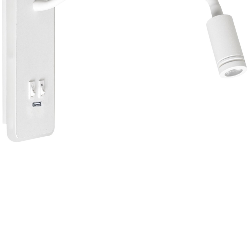 LED Fleksibilna zidna lampica s USB portom BASE 1xLED/8W+1xLED/2W/230V bijela