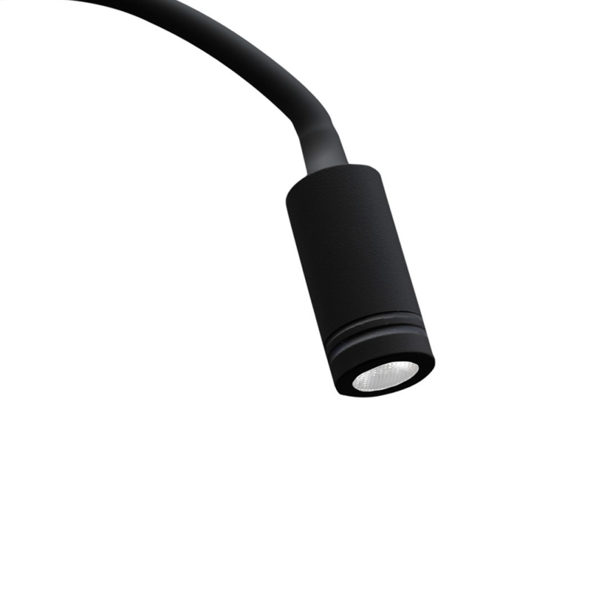LED Fleksibilna zidna lampica s USB portom BASE 1xLED/8W+1xLED/2W/230V crna
