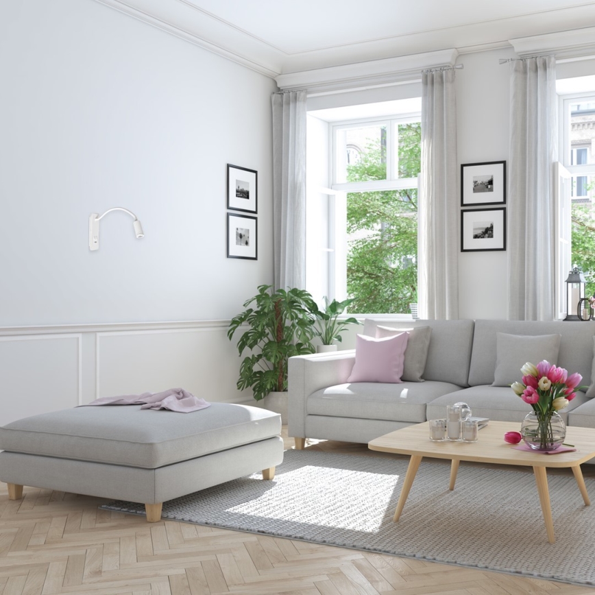 LED fleksibilna zidna svjetiljka s USB-om BASE LED/8W+LED/2W/230V bijela