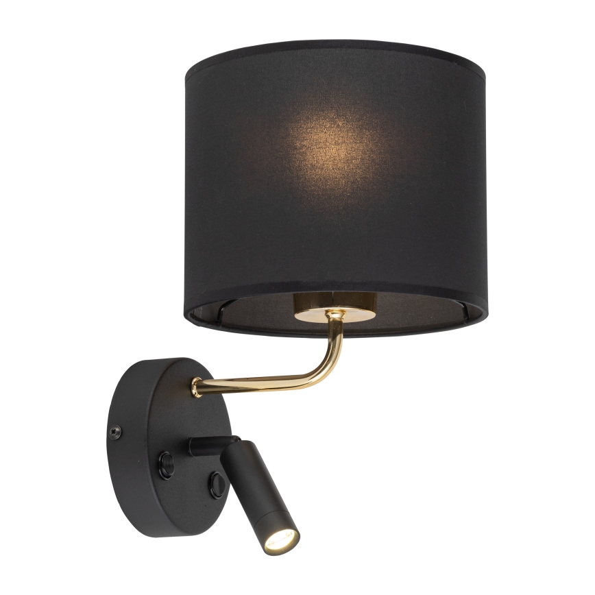 LED fleksibilno svjetlo RICHI 1xE27/15W/230V + LED/3W/230V crna