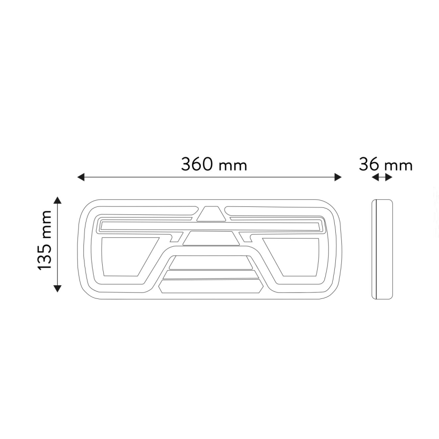 LED Kombinirano svjetlo s dinamičkim pokazivačem smjera LED/10-30V IP67 desno
