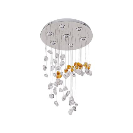 LED kristalno stropno svjetlo AVARA LED/24W/230V Ø 40 cm sjajni krom + daljinski upravljač
