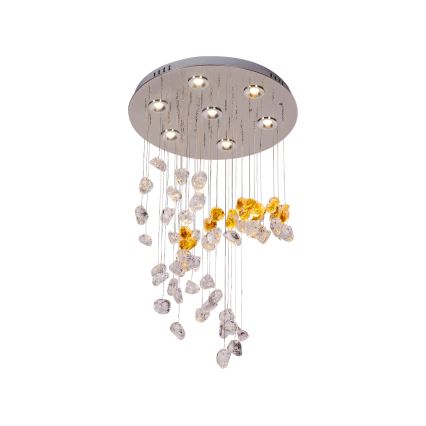 LED kristalno stropno svjetlo AVARA LED/24W/230V Ø 40 cm sjajni krom + daljinski upravljač