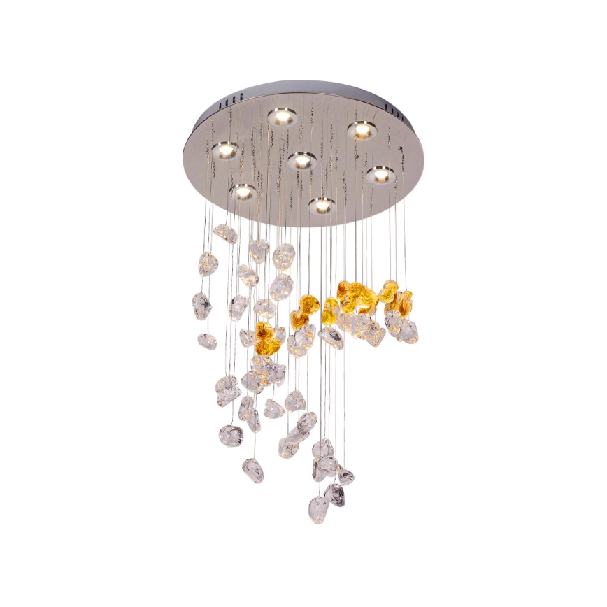 LED kristalno stropno svjetlo AVARA LED/24W/230V Ø 40 cm sjajni krom + daljinski upravljač