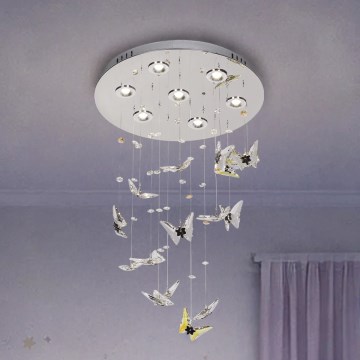 LED kristalna stropna svjetiljka MURU LED/24W/230V Ø 40 cm sjajni krom + s daljinskim upravljačem