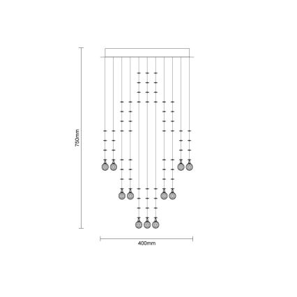 LED kristalno stropno svjetlo NAURU LED/24W/230V Ø 40 cm polirani krom + daljinski upravljač