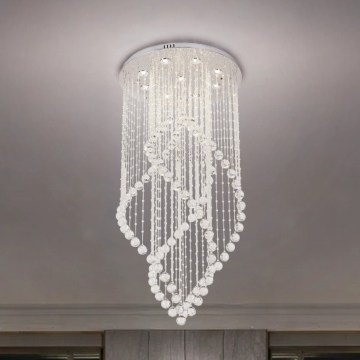 LED kristalna stropna svjetiljka NAURU LED/30W/230V Ø 60 cm sjajni krom + daljinski upravljač