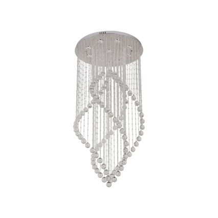 LED kristalna stropna svjetiljka NAURU LED/30W/230V Ø 60 cm sjajni krom + daljinski upravljač