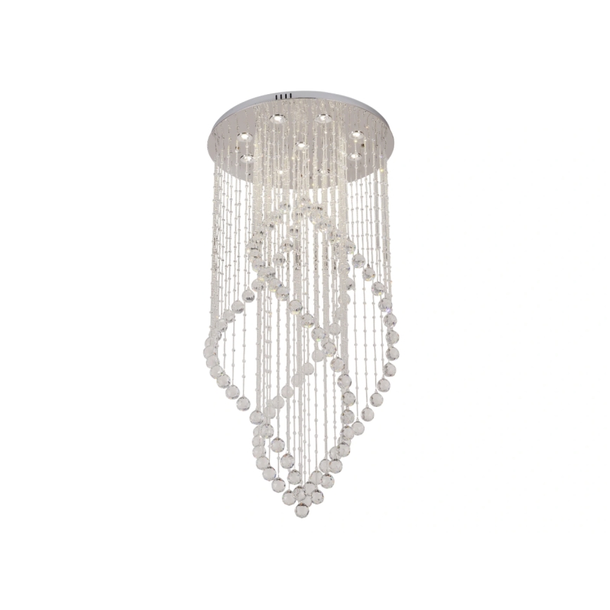 LED kristalna stropna svjetiljka NAURU LED/30W/230V Ø 60 cm sjajni krom + daljinski upravljač