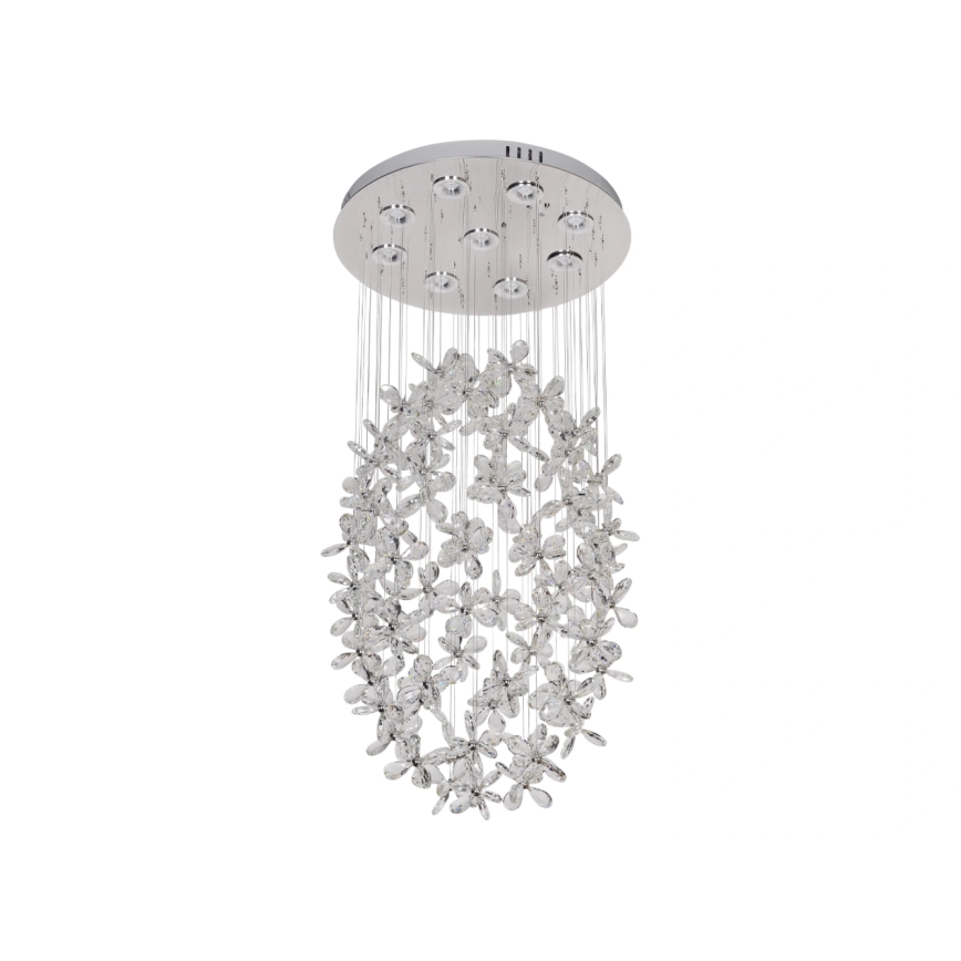 LED kristalna stropna svjetiljka SAMOA LED/30W/230V Ø 40 cm sjajni krom + daljinski upravljač