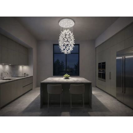 LED kristalna stropna svjetiljka SAMOA LED/30W/230V Ø 40 cm sjajni krom + daljinski upravljač