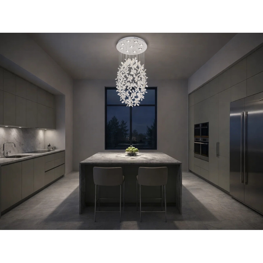 LED kristalna stropna svjetiljka SAMOA LED/30W/230V Ø 40 cm sjajni krom + daljinski upravljač