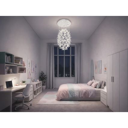 LED kristalna stropna svjetiljka SAMOA LED/30W/230V Ø 40 cm sjajni krom + daljinski upravljač