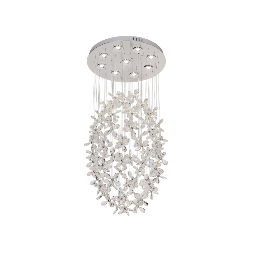 LED kristalna stropna svjetiljka SAMOA LED/30W/230V Ø 40 cm sjajni krom + daljinski upravljač