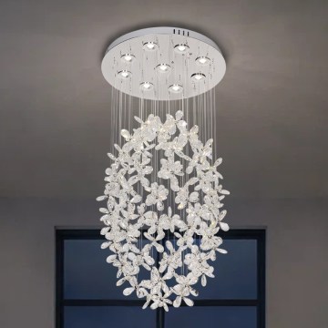 LED kristalna stropna svjetiljka SAMOA LED/30W/230V Ø 40 cm sjajni krom + daljinski upravljač