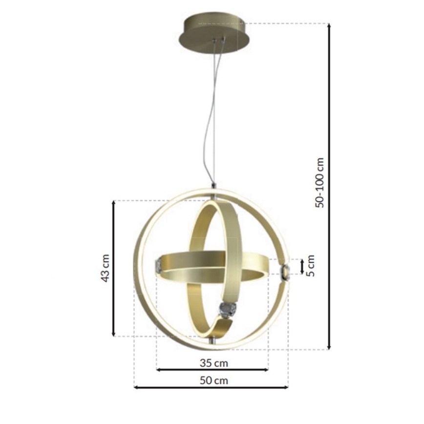 LED Kristalni luster na sajli SIRIUS LED/80W/230V