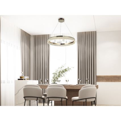Prigušivi LED kristalni luster na sajli THALIA LED/55W/230V 3000-6000K Ø 80 cm + daljinski upravljač