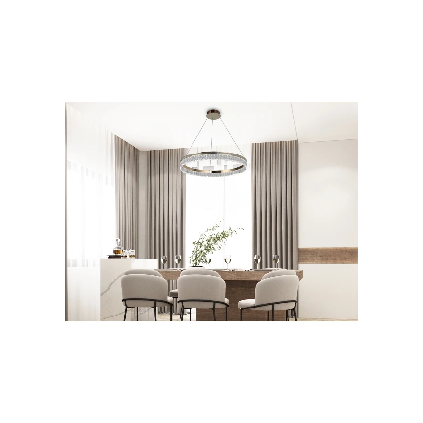 Prigušivi LED kristalni luster na sajli THALIA LED/55W/230V 3000-6000K Ø 80 cm + daljinski upravljač