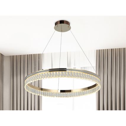 Prigušivi LED kristalni luster na sajli THALIA LED/55W/230V 3000-6000K Ø 80 cm + daljinski upravljač