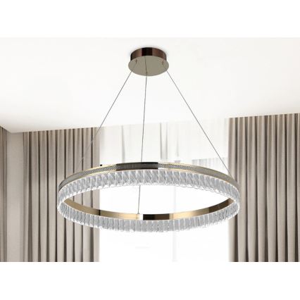 Prigušivi LED kristalni luster na sajli THALIA LED/55W/230V 3000-6000K Ø 80 cm + daljinski upravljač