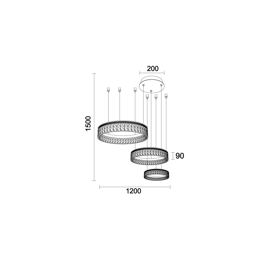 LED kristalni luster na sajli THALIA LED/120W/230V 3000-6000K s mogućnošću prigušivanja + daljinsko upravljanje