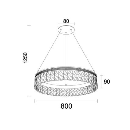 LED kristalni luster na sajli THALIA s mogućnošću prigušivanja LED/55W/230V 3000–6000K Ø 80 cm + daljinski upravljač