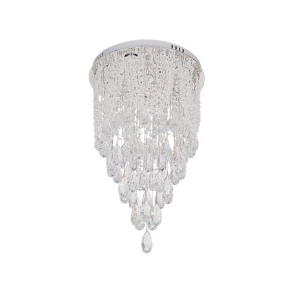 LED kristalno stropno svjetlo MAJURO LED/30W/230V Ø 40 cm sjajni krom + daljinski upravljač