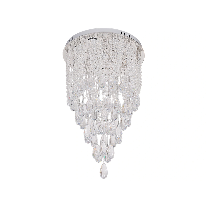LED kristalno stropno svjetlo MAJURO LED/30W/230V Ø 40 cm sjajni krom + daljinski upravljač