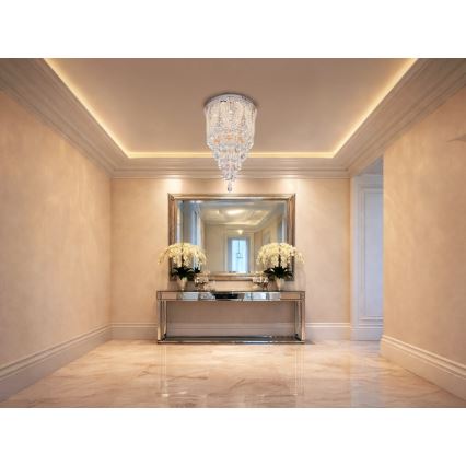 LED kristalno stropno svjetlo MAJURO LED/30W/230V Ø 40 cm sjajni krom + daljinski upravljač