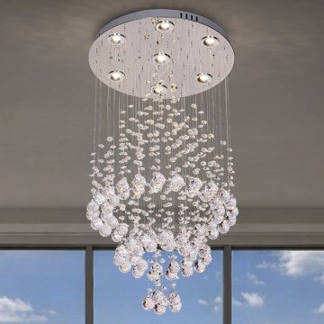 LED kristalno stropno svjetlo NAURU LED/24W/230V Ø 40 cm polirani krom + daljinski upravljač