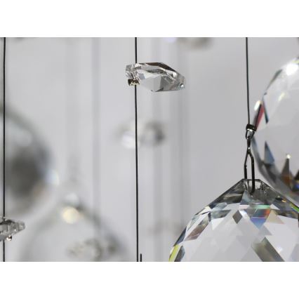 LED stropna svjetiljka s kristalima NAURU LED/24W/230V promjer 40 cm sjajni krom + daljinsko upravljanje