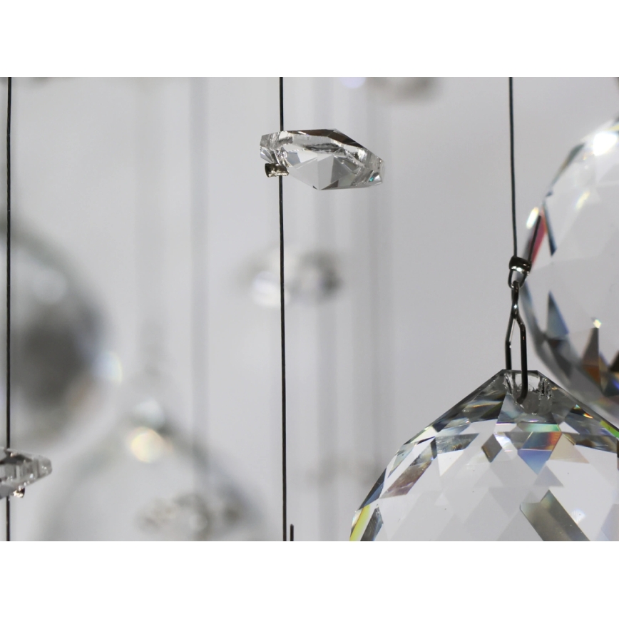 LED stropna svjetiljka s kristalima NAURU LED/24W/230V promjer 40 cm sjajni krom + daljinsko upravljanje