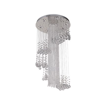 LED kristalno stropno svjetlo NAURU LED/24W/230V Ø 45 cm sjajni krom + daljinsko upravljanje