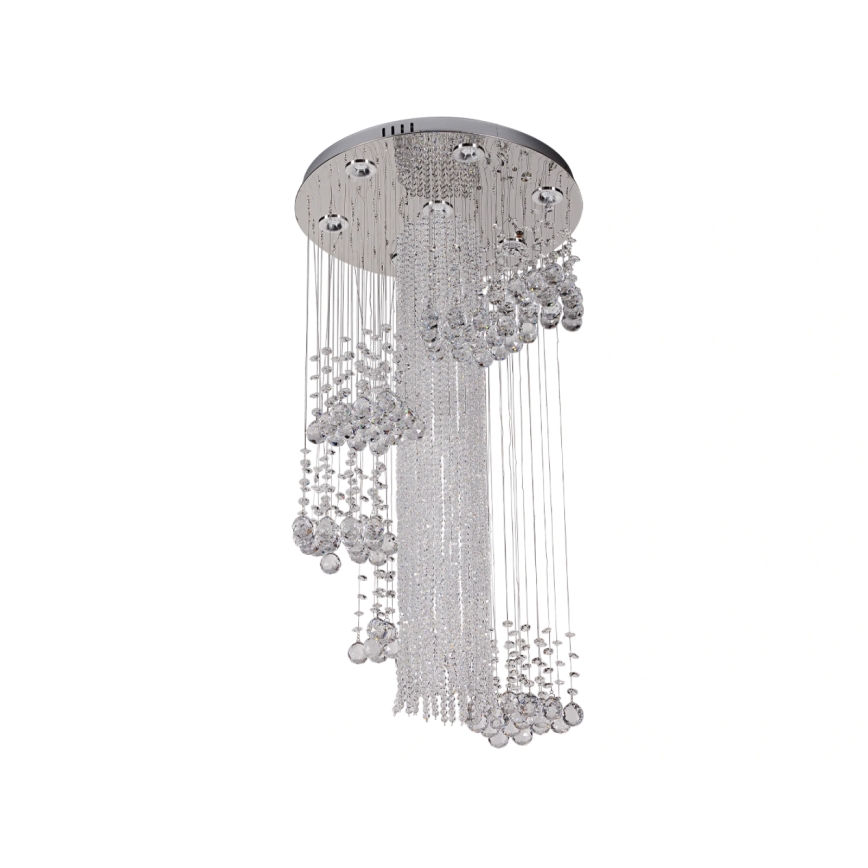 LED kristalno stropno svjetlo NAURU LED/24W/230V Ø 45 cm sjajni krom + daljinsko upravljanje