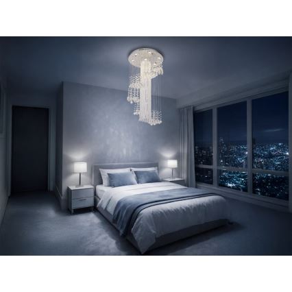 LED kristalno stropno svjetlo NAURU LED/24W/230V Ø 45 cm sjajni krom + daljinsko upravljanje